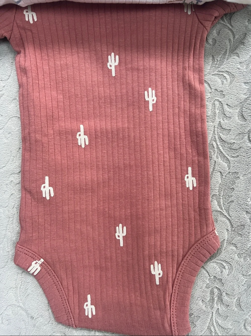 Carter's 3 piece Blue Ribbed 'This Is My First Rodeo' Baby One-Piece, & two more
